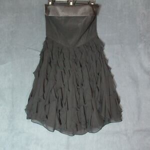 WHBM Strapless Dress Womens 8 Black Ruffle Dark Romance Goth Witchy Formal Party